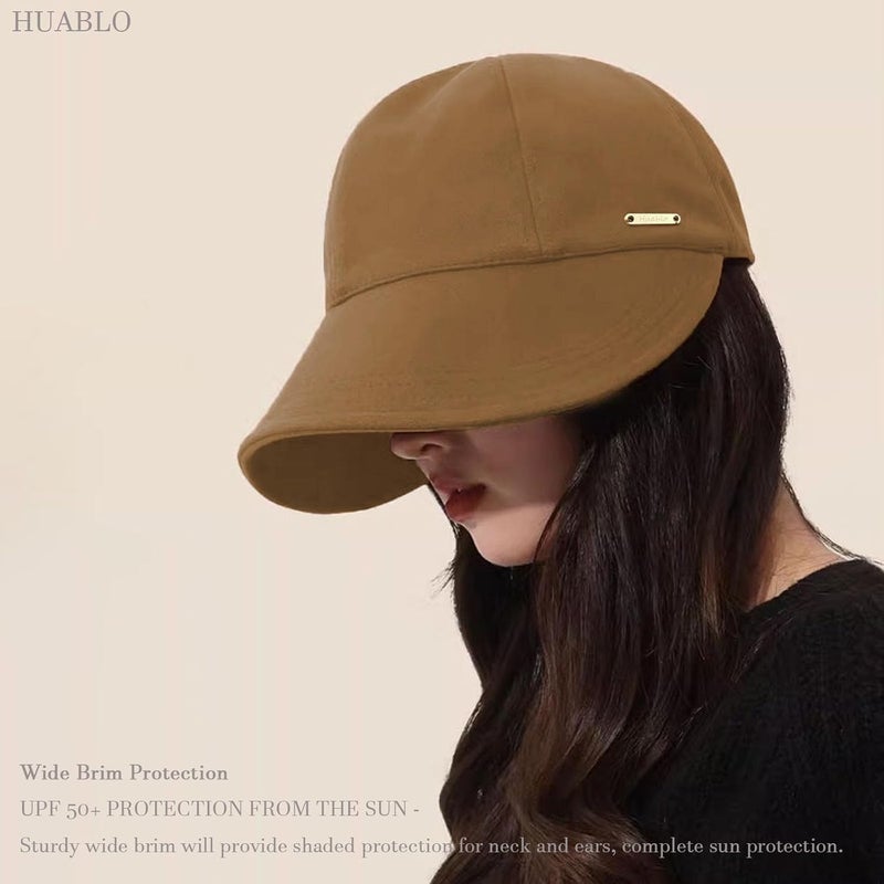 huablo ]UPF 50+Womens Sun Hat UV Protection Hiking Fishing Hats Wide Brim Hat Adjustable Ponytail Packable Sun Cap - Image 2